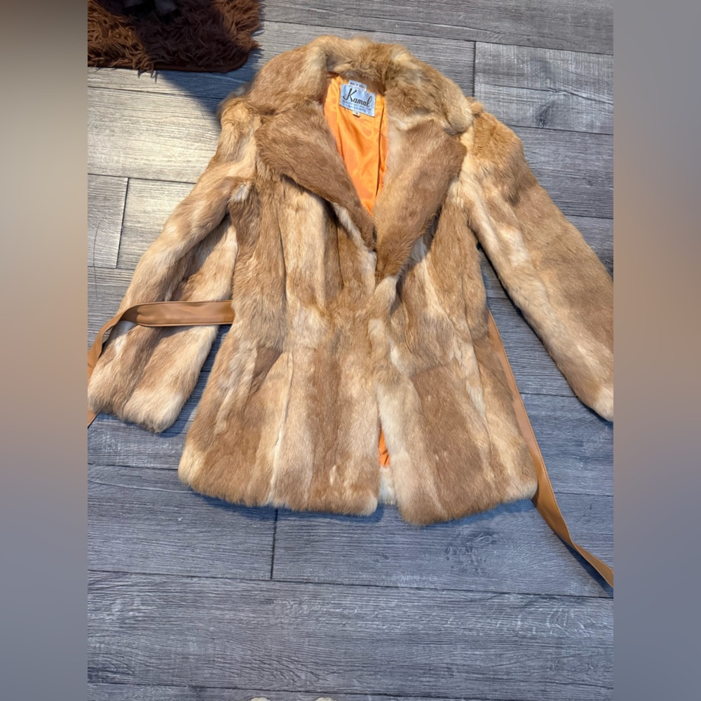 Vintage Natural Fur Coat with Belt